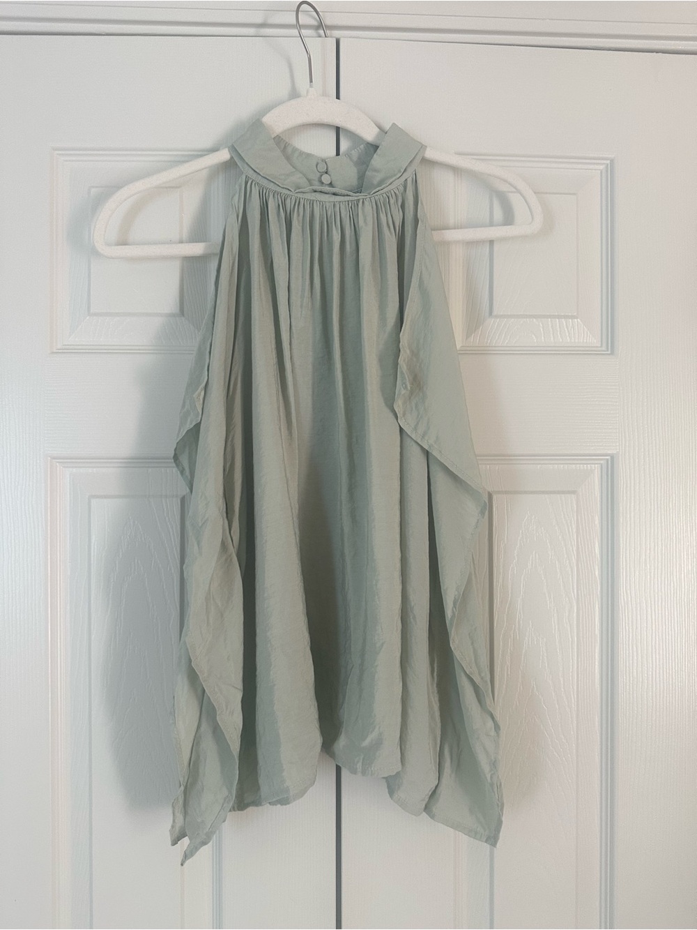 Sage Green Halter Ruffle Top